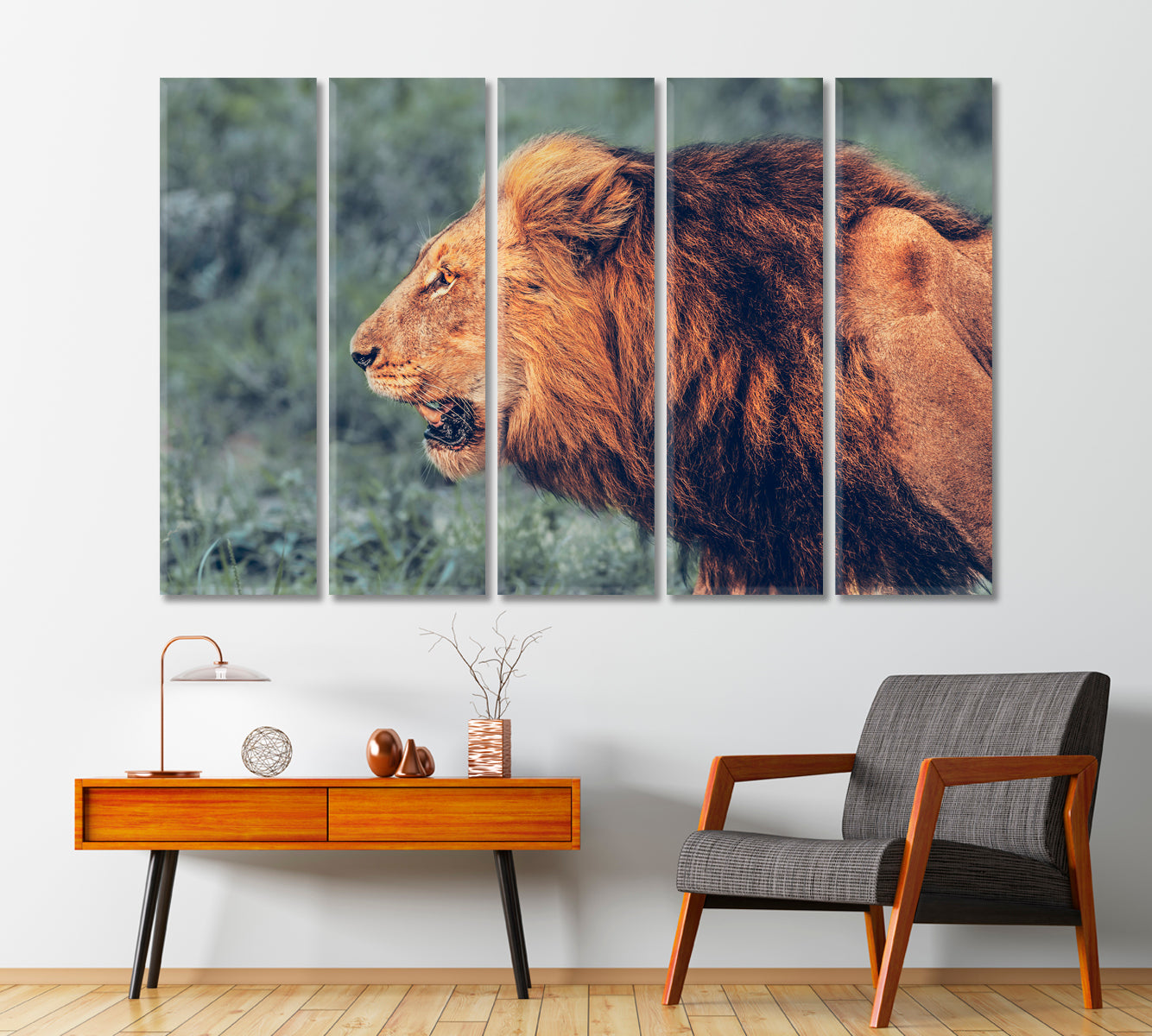 Wild Roaring Lion Canvas Print-Canvas Print-CetArt-1 Panel-24x16 inches-CetArt