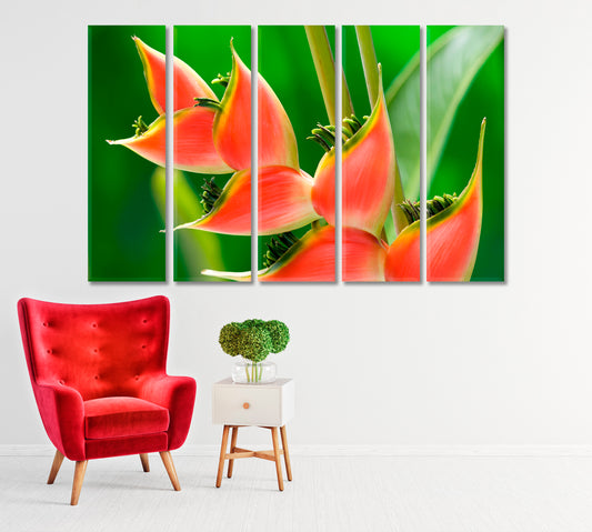Red Tropical Flower Heliconia Canvas Print-Canvas Print-CetArt-1 Panel-24x16 inches-CetArt