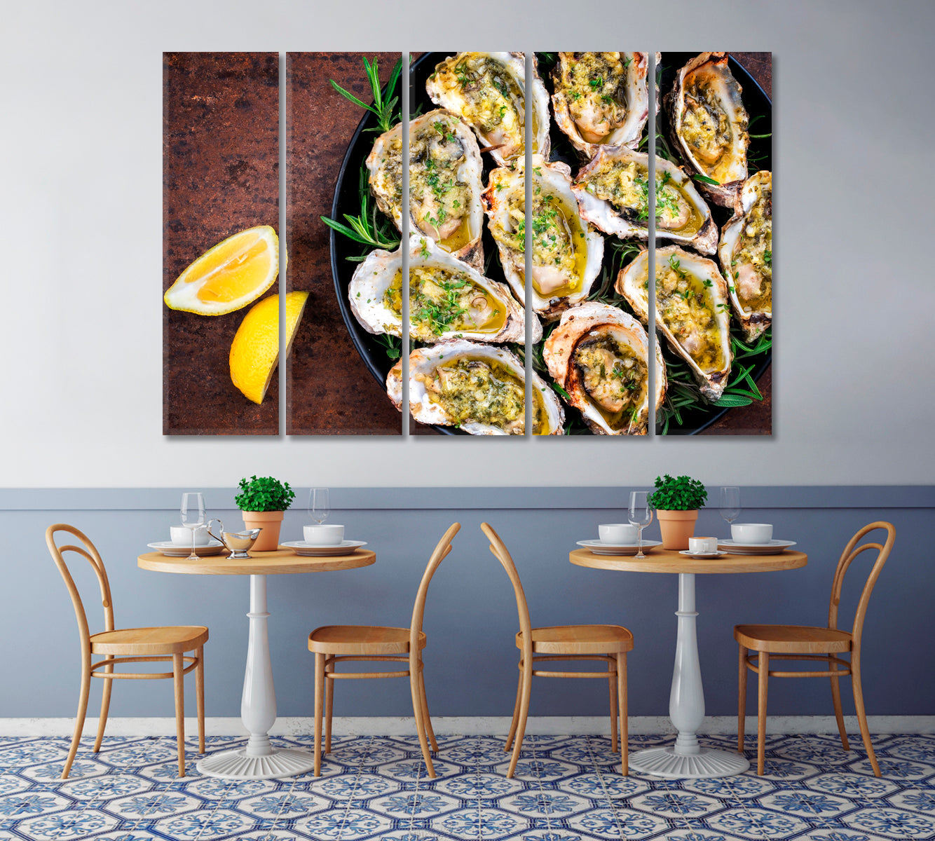 Baked Oysters with Lemon and Herbs Canvas Print-Canvas Print-CetArt-1 Panel-24x16 inches-CetArt