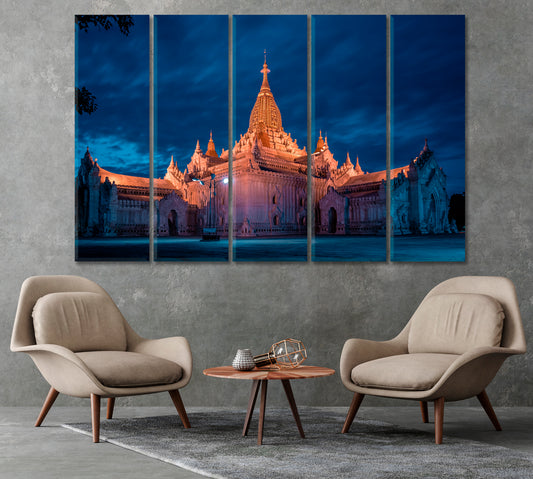 Ananda Temple at Night Myanmar Canvas Print-Canvas Print-CetArt-1 Panel-24x16 inches-CetArt