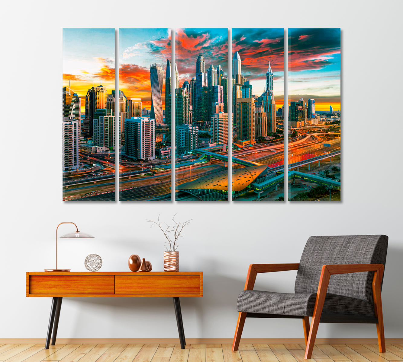 Dubai Marina Cityscape United Arab Emirates Canvas Print-Canvas Print-CetArt-1 Panel-24x16 inches-CetArt