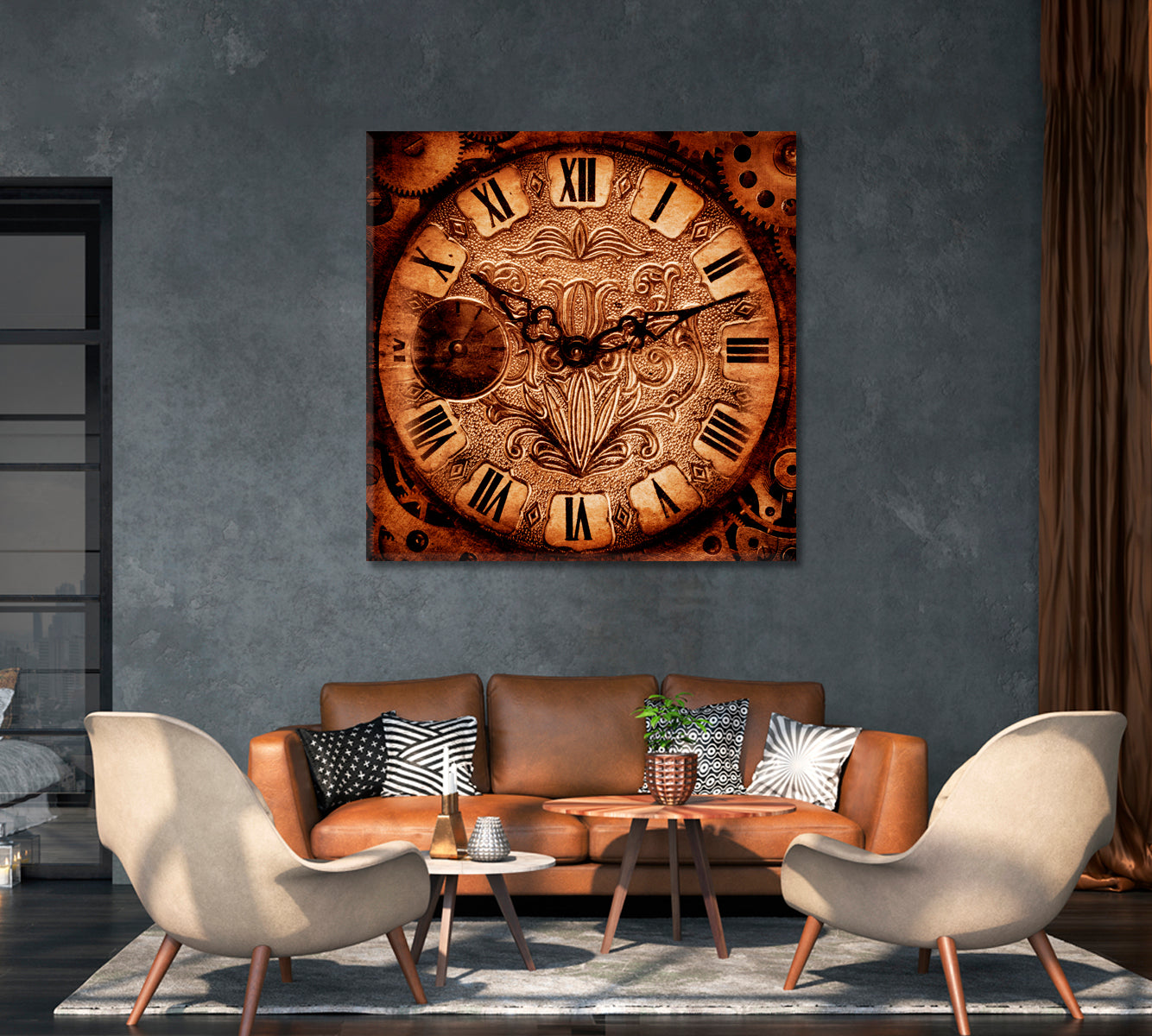 Vintage Clock Canvas Print-Canvas Print-CetArt-1 panel-12x12 inches-CetArt