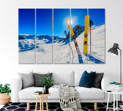 Ski on Sunny Mountain Alps Canvas Print-Canvas Print-CetArt-1 Panel-24x16 inches-CetArt