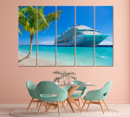 Cruise Ship at Tropical Port Canvas Print-Canvas Print-CetArt-1 Panel-24x16 inches-CetArt