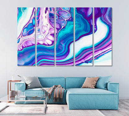 Mixing White Purple and Blue Liquid Acrylic Weave Canvas Print-Canvas Print-CetArt-1 Panel-24x16 inches-CetArt