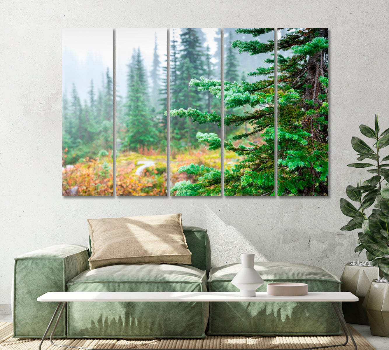 Green Pine Forest in Winter Canvas Print-Canvas Print-CetArt-1 Panel-24x16 inches-CetArt