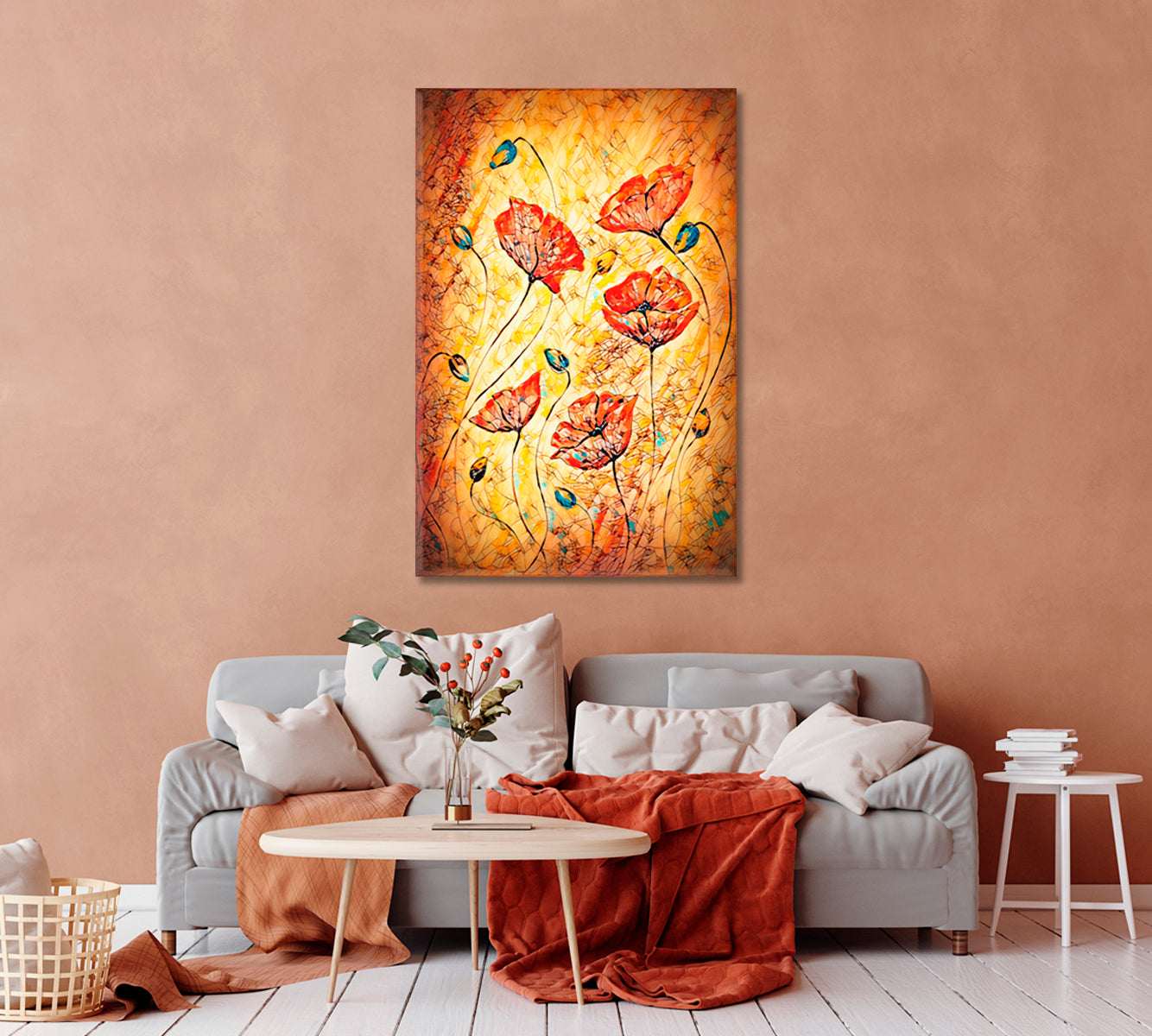 Abstract Red Poppy Canvas Print-Canvas Print-CetArt-1 panel-16x24 inches-CetArt