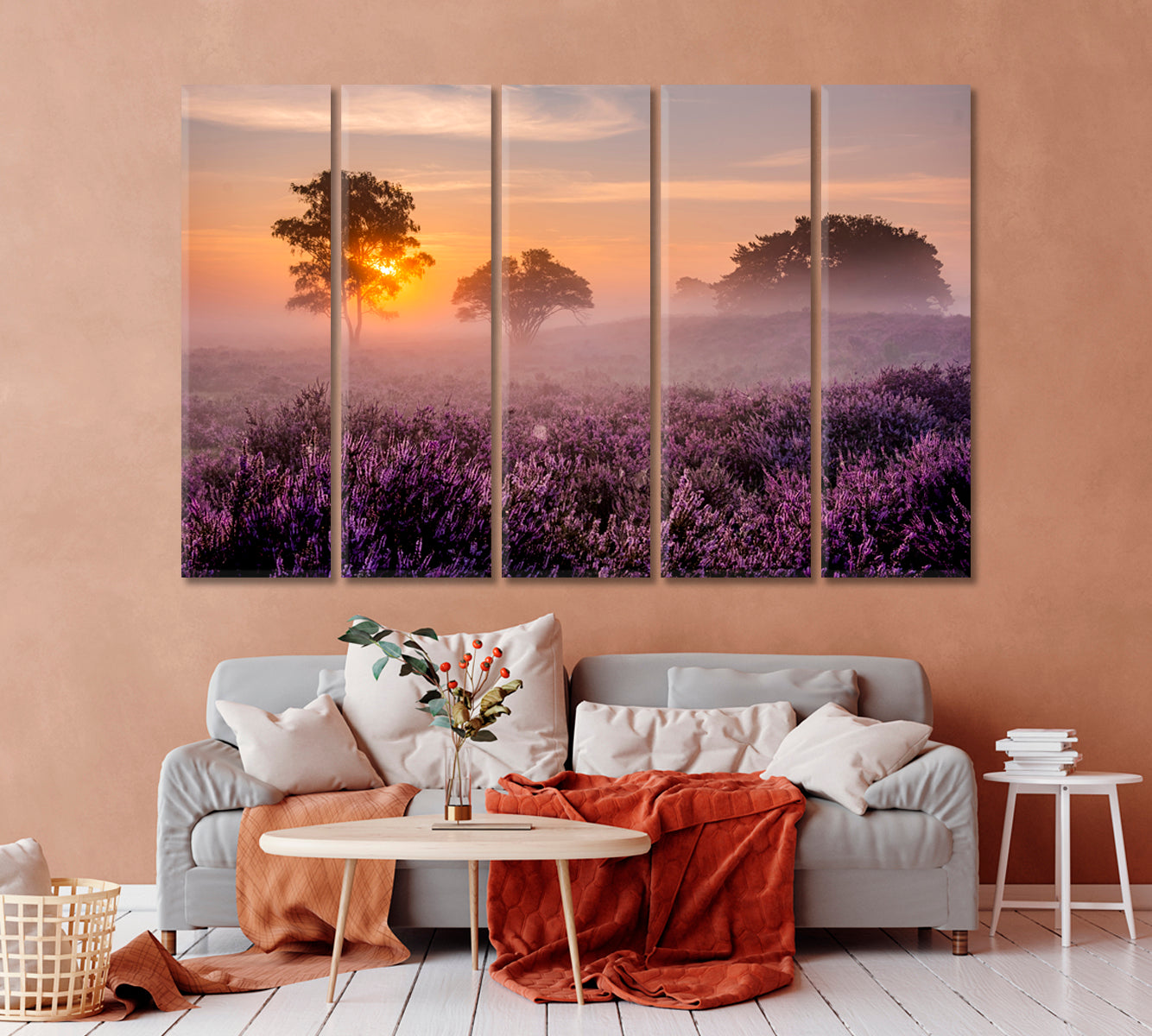 Blooming Heather Field Canvas Print-Canvas Print-CetArt-1 Panel-24x16 inches-CetArt