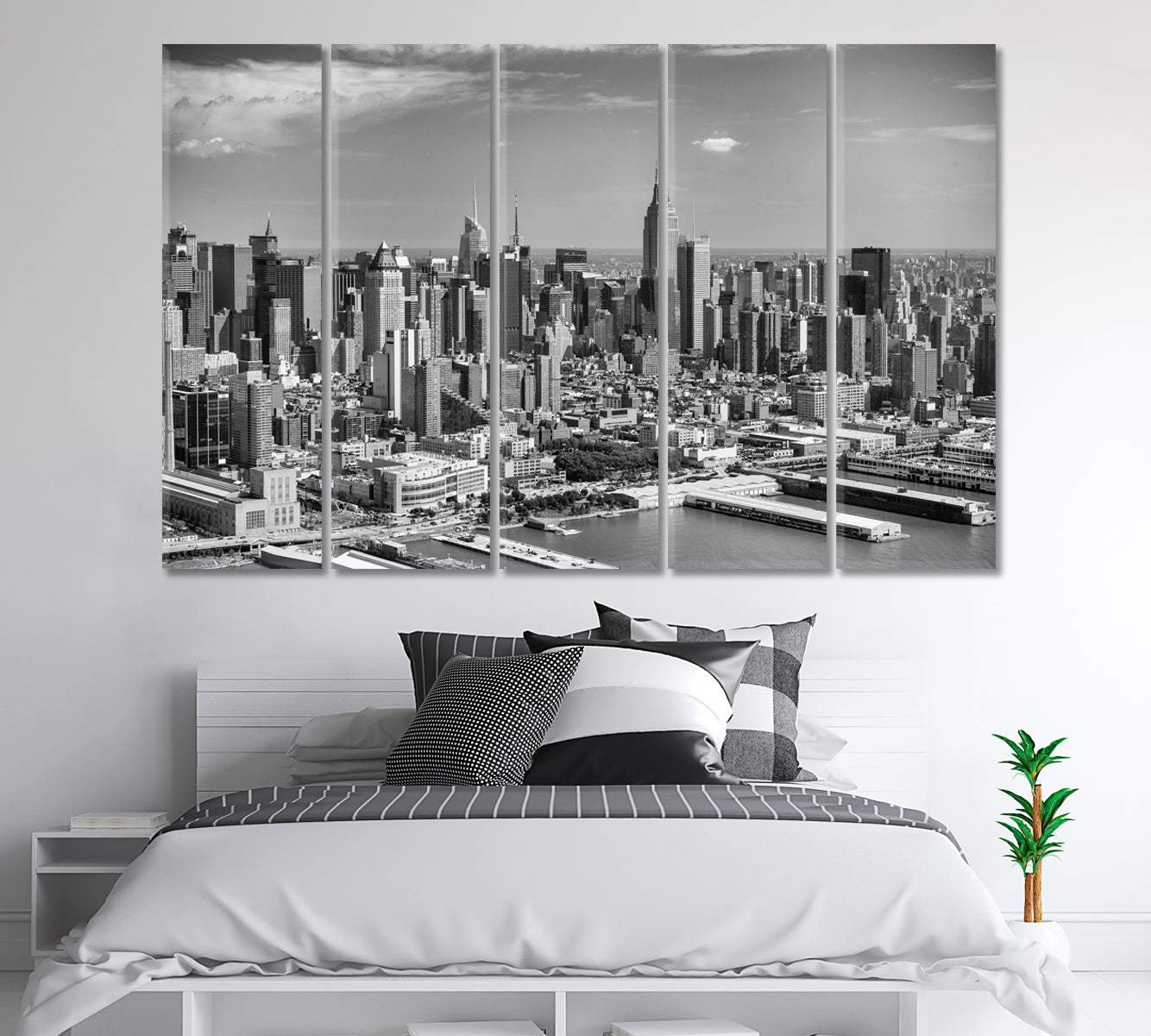 Manhattan New York in Black and White Canvas Print-Canvas Print-CetArt-1 Panel-24x16 inches-CetArt