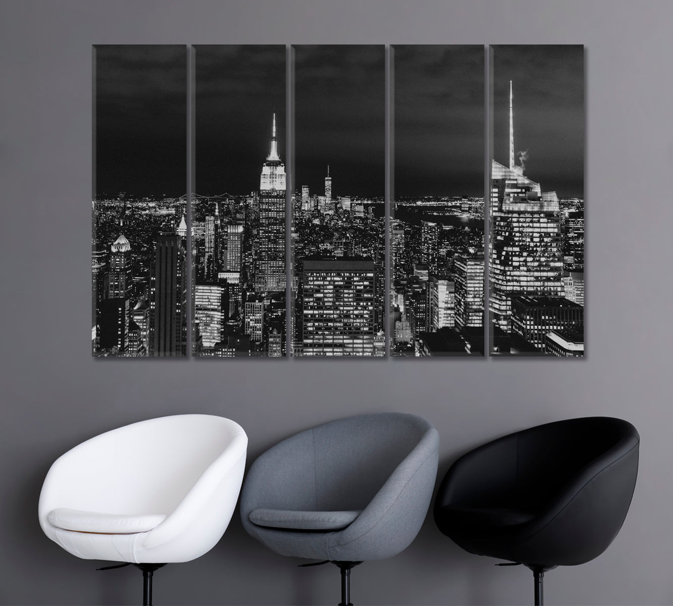 New York in Black White Canvas Print-Canvas Print-CetArt-1 Panel-24x16 inches-CetArt
