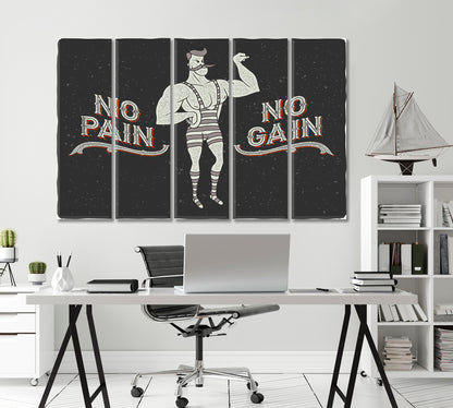 Circus Athlete with the Slogan No Pain No Gain Canvas Print-Canvas Print-CetArt-1 Panel-24x16 inches-CetArt