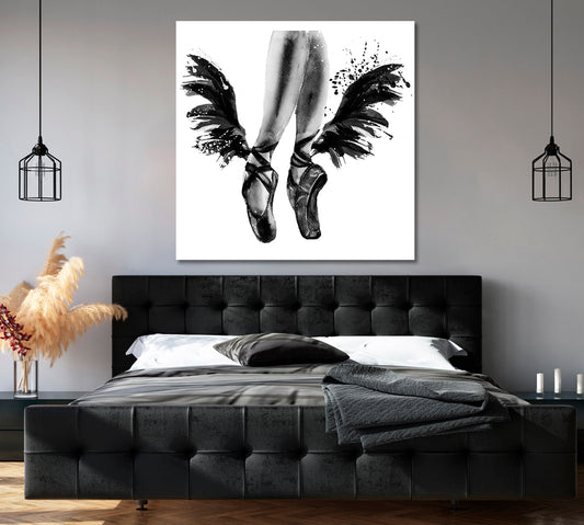 Watercolor Pointe Shoes with Wings Canvas Print-Canvas Print-CetArt-1 panel-12x12 inches-CetArt