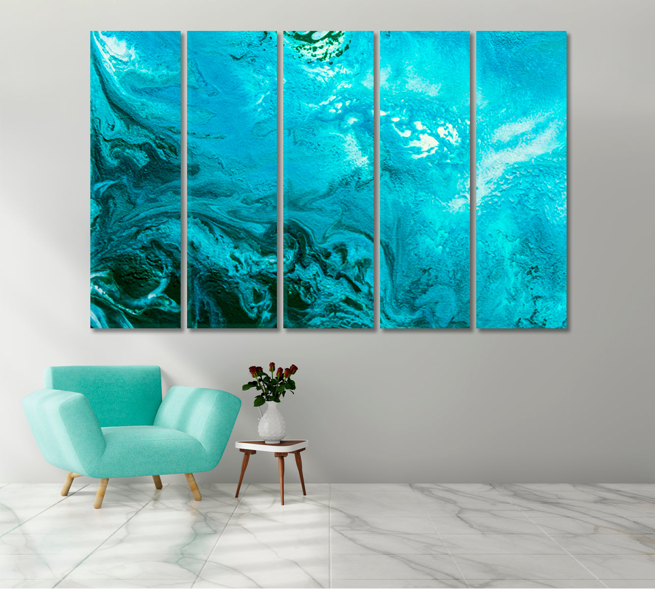 Abstract Imitation of Sea Waves Canvas Print-Canvas Print-CetArt-5 Panels-36x24 inches-CetArt