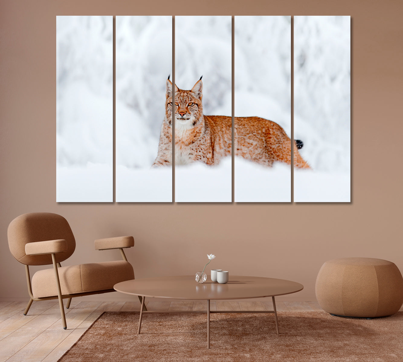 Wild Lynx in the Snowy Forest Canvas Print-Canvas Print-CetArt-1 Panel-24x16 inches-CetArt