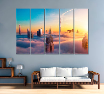 Dubai City Covered with Clouds Canvas Print-Canvas Print-CetArt-1 Panel-24x16 inches-CetArt