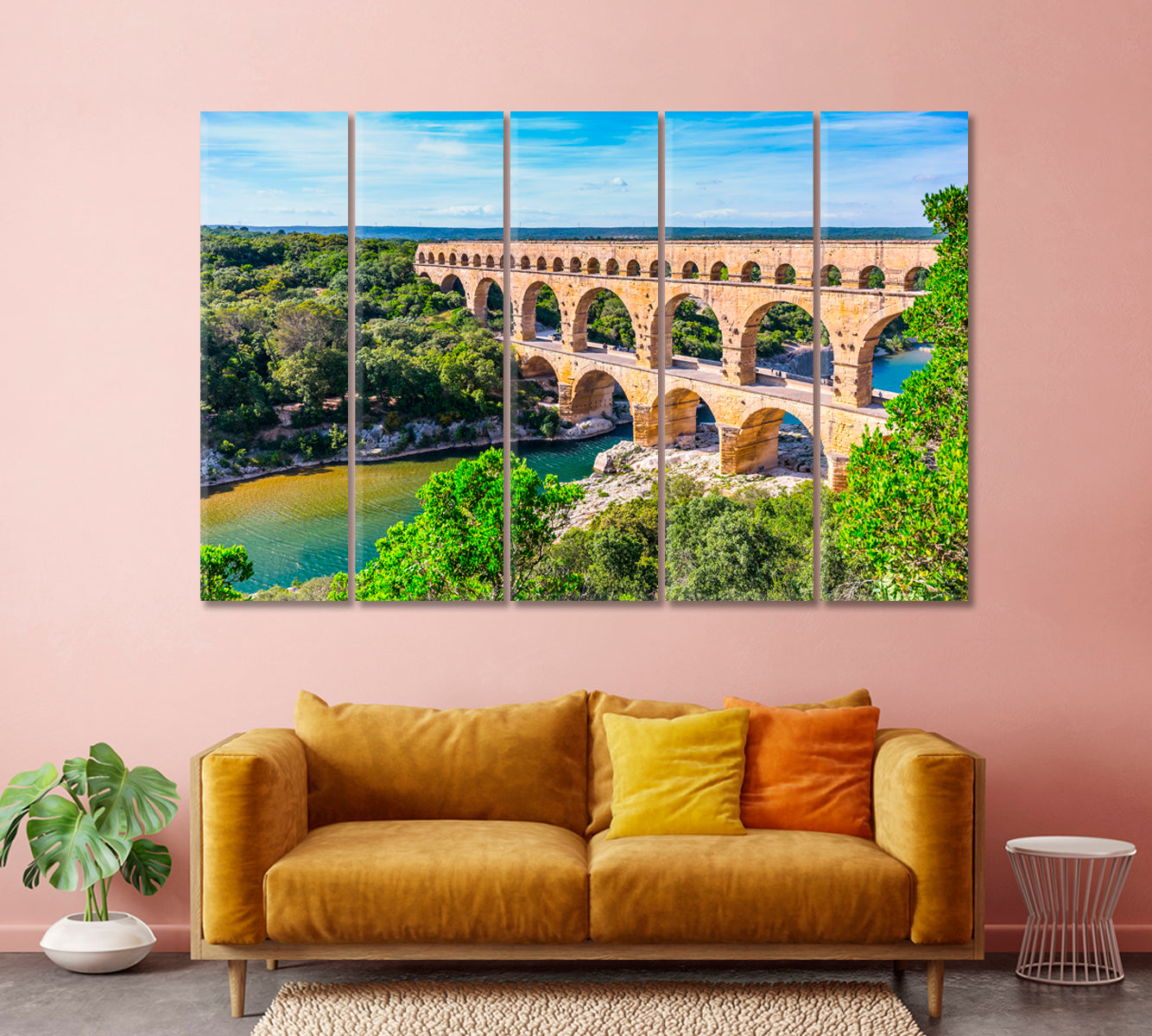 Roman Aqueduct at Pont Du Gard France Canvas Print-Canvas Print-CetArt-1 Panel-24x16 inches-CetArt