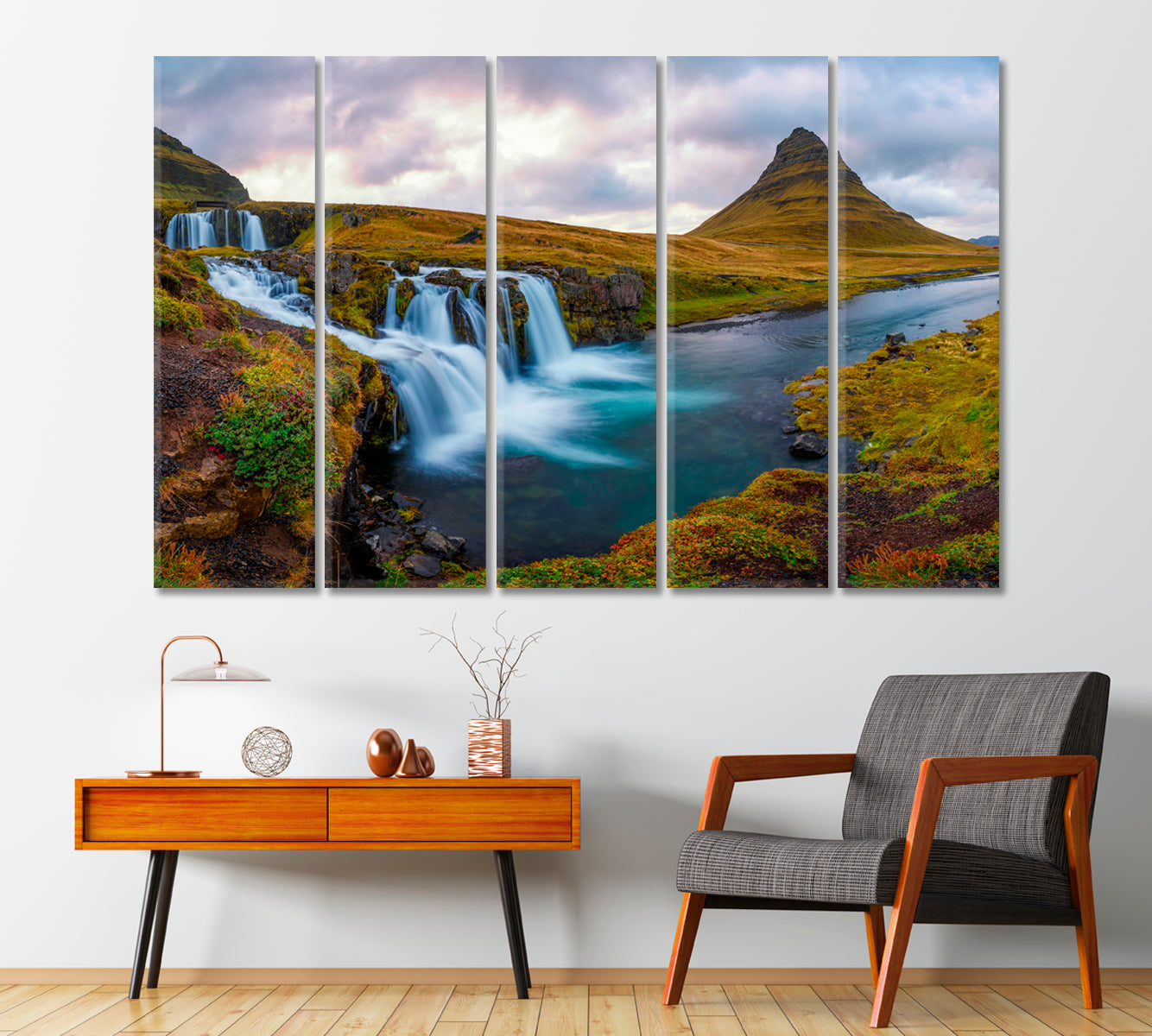 Kirkjufellsfoss Waterfall with Kirkjufell Mountain Iceland Canvas Print-Canvas Print-CetArt-1 Panel-24x16 inches-CetArt