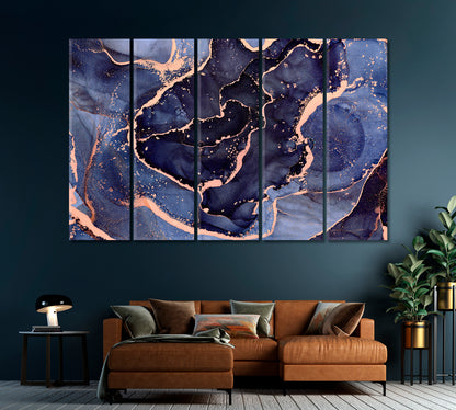 Luxury Abstract Blue Fluid Art Swirls Canvas Print-Canvas Print-CetArt-1 Panel-24x16 inches-CetArt