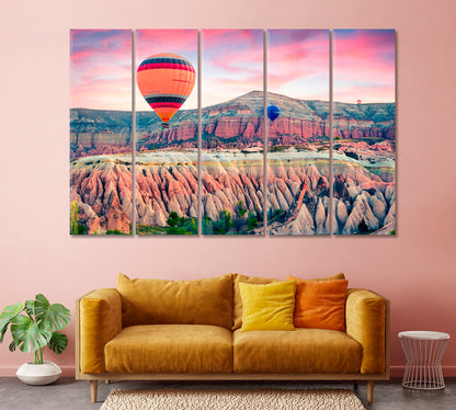 Air Balloons and Valley of Red Roses Cappadocia Canvas Print-Canvas Print-CetArt-1 Panel-24x16 inches-CetArt