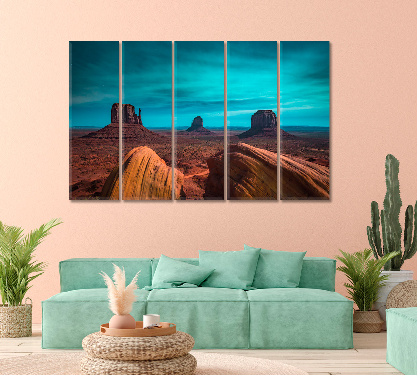 Scenic Monument Valley with Mittens and Merrick Butte Arizona USA Canvas Print-Canvas Print-CetArt-1 Panel-24x16 inches-CetArt