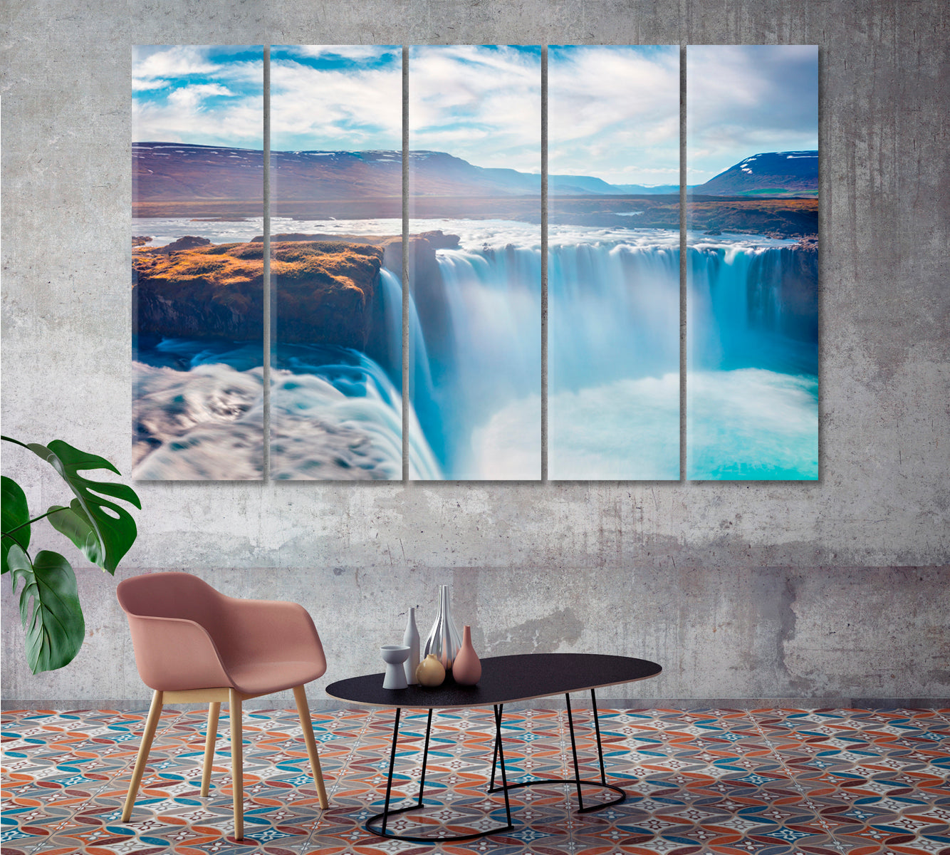 Sunrise at Godafoss Waterfall Iceland Canvas Print-Canvas Print-CetArt-1 Panel-24x16 inches-CetArt