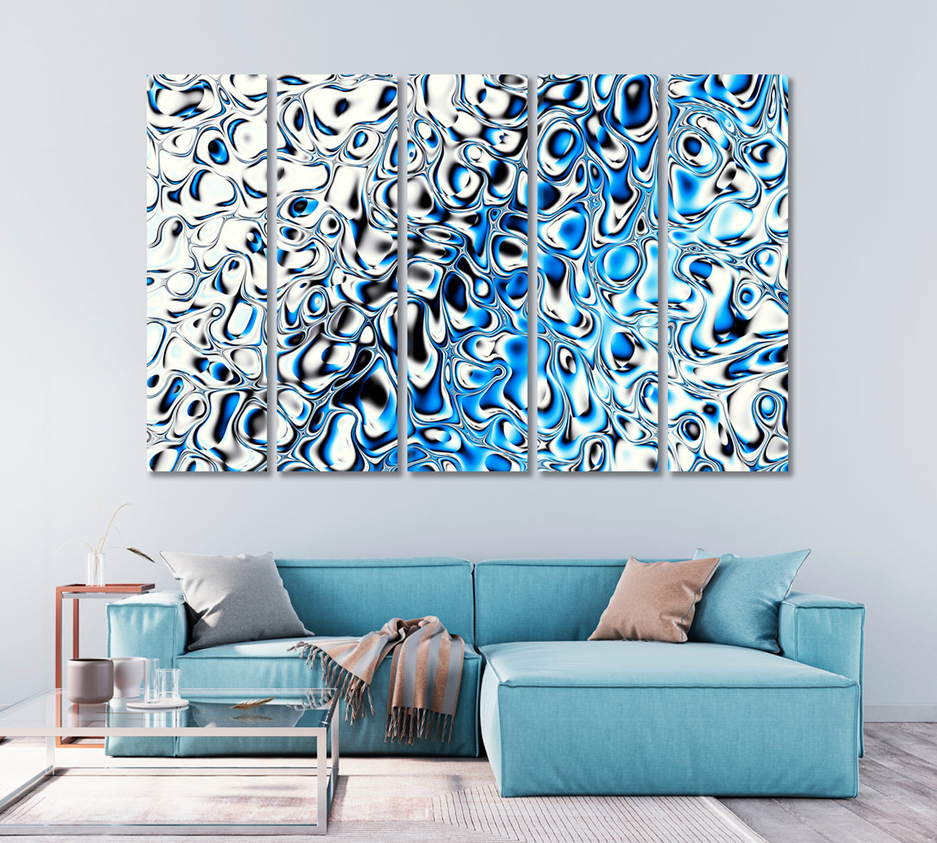 Modern Abstract Blue Bubbles Pattern Canvas Print-Canvas Print-CetArt-1 Panel-24x16 inches-CetArt