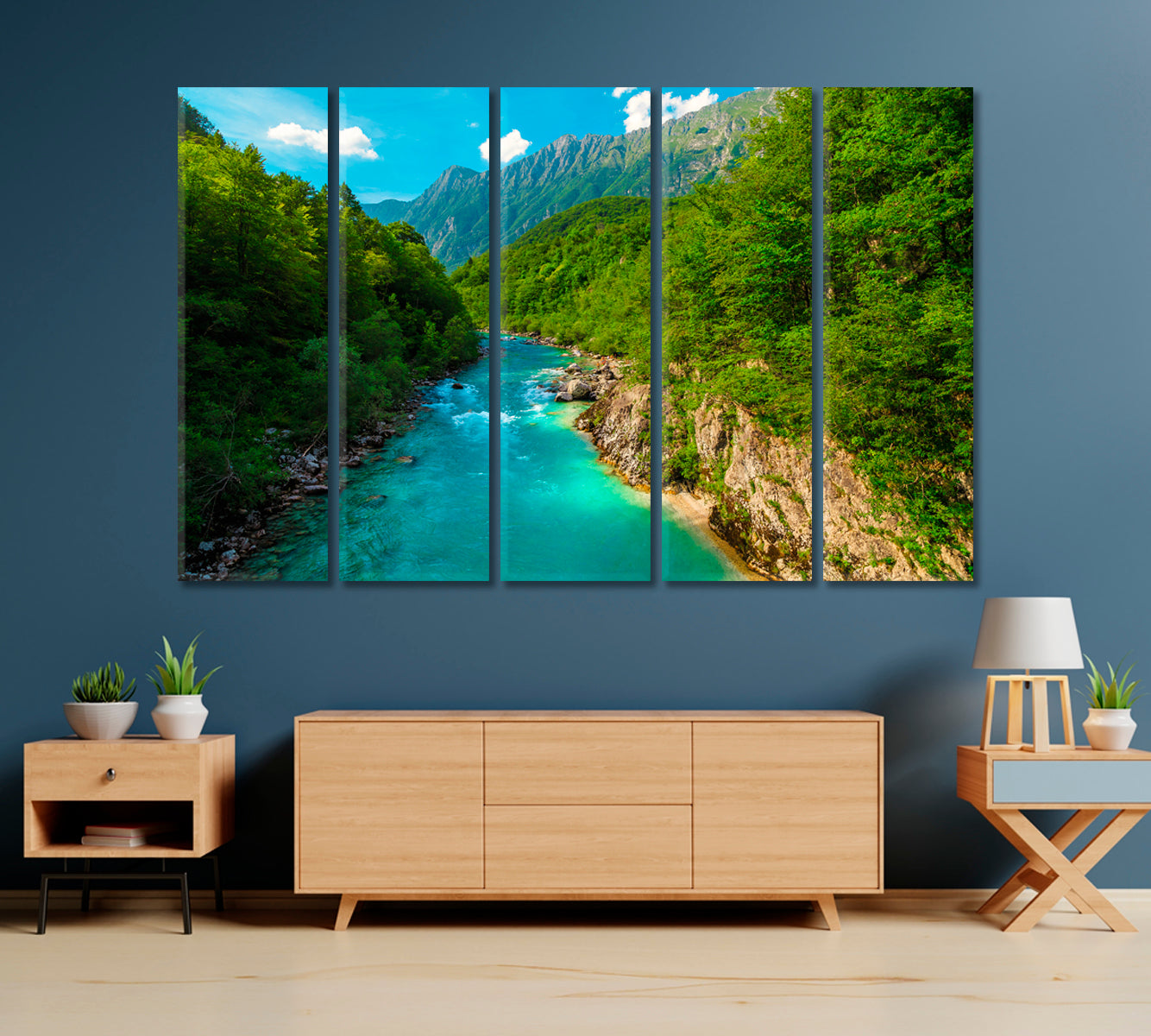 Soca River and Deep Gorge Kayaking Place Kobarid Slovenia Canvas Print-Canvas Print-CetArt-1 Panel-24x16 inches-CetArt