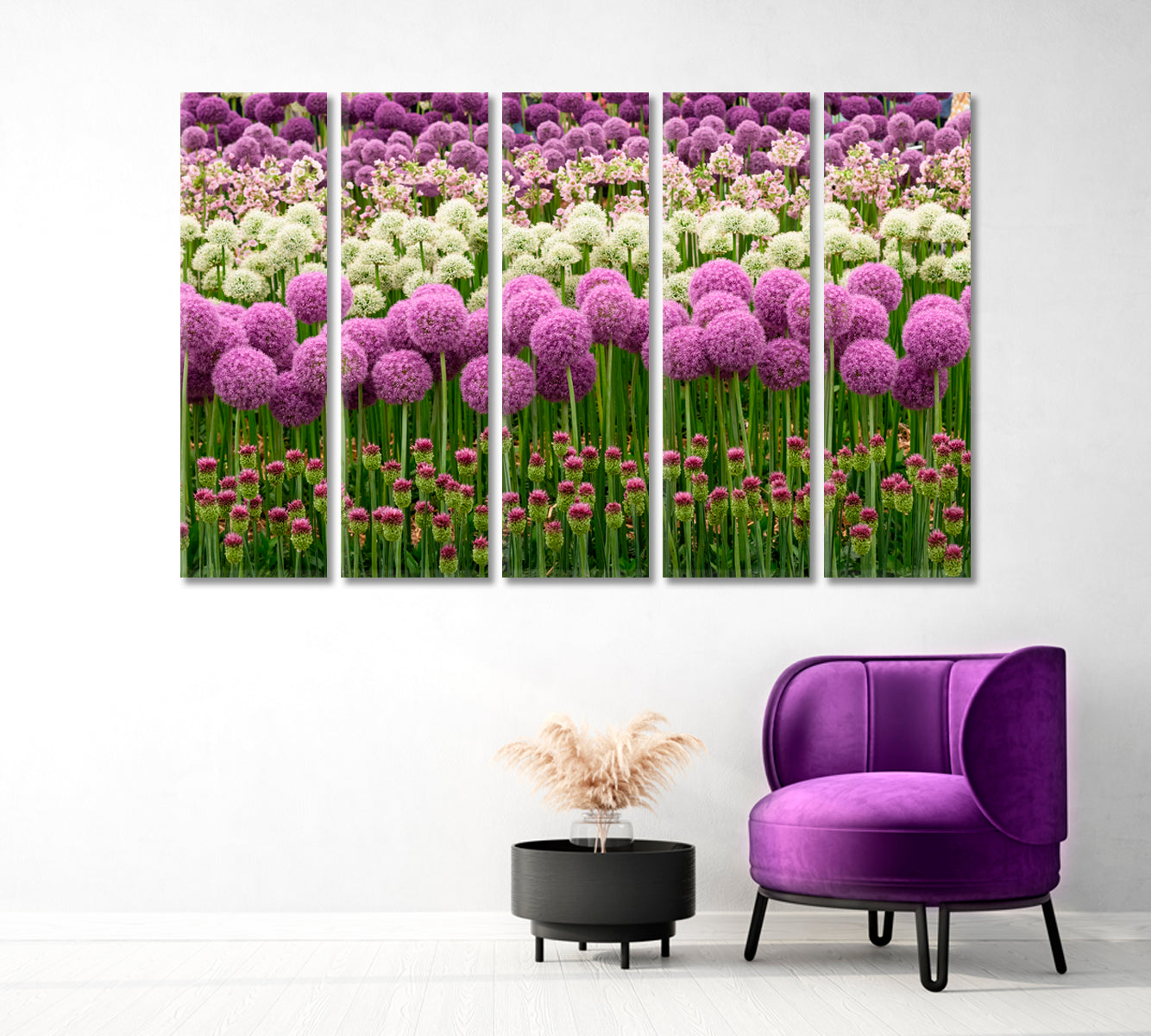 Blooming Purple and White Allium Canvas Print-Canvas Print-CetArt-1 Panel-24x16 inches-CetArt