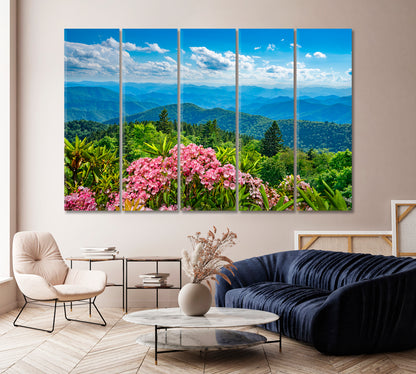 Smoky Mountains from Blue Ridge Parkway Blue Ridge Mountains North Carolina Canvas Print-Canvas Print-CetArt-1 Panel-24x16 inches-CetArt