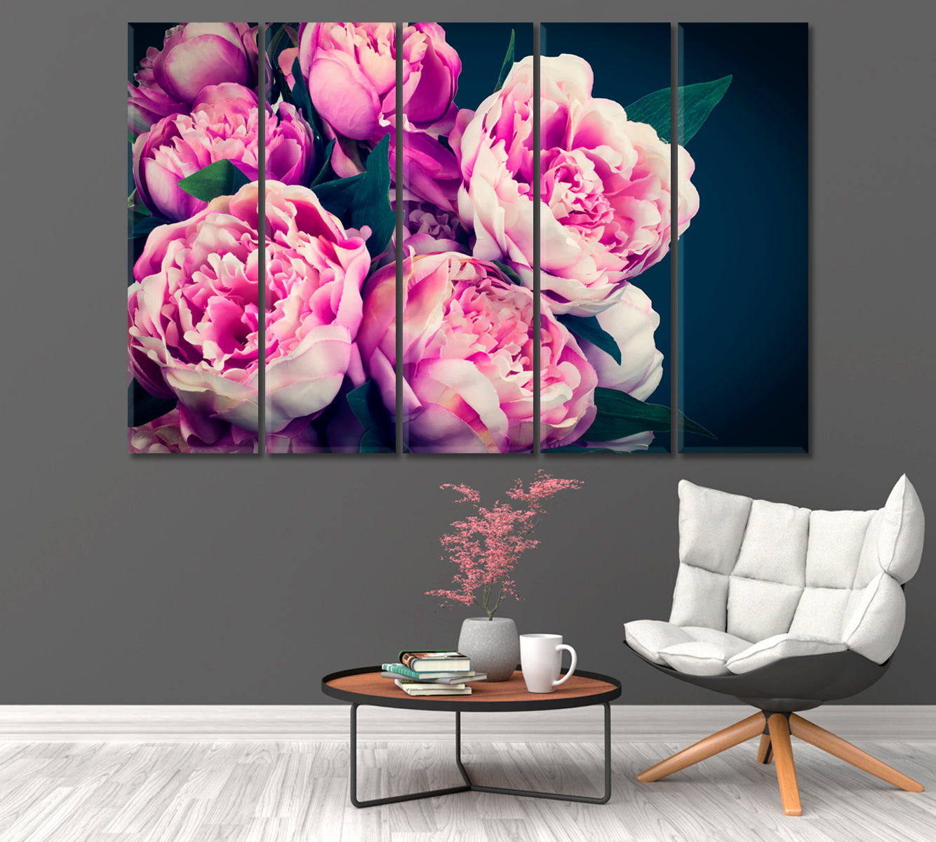 Pink Peonies Canvas Print-Canvas Print-CetArt-1 Panel-24x16 inches-CetArt