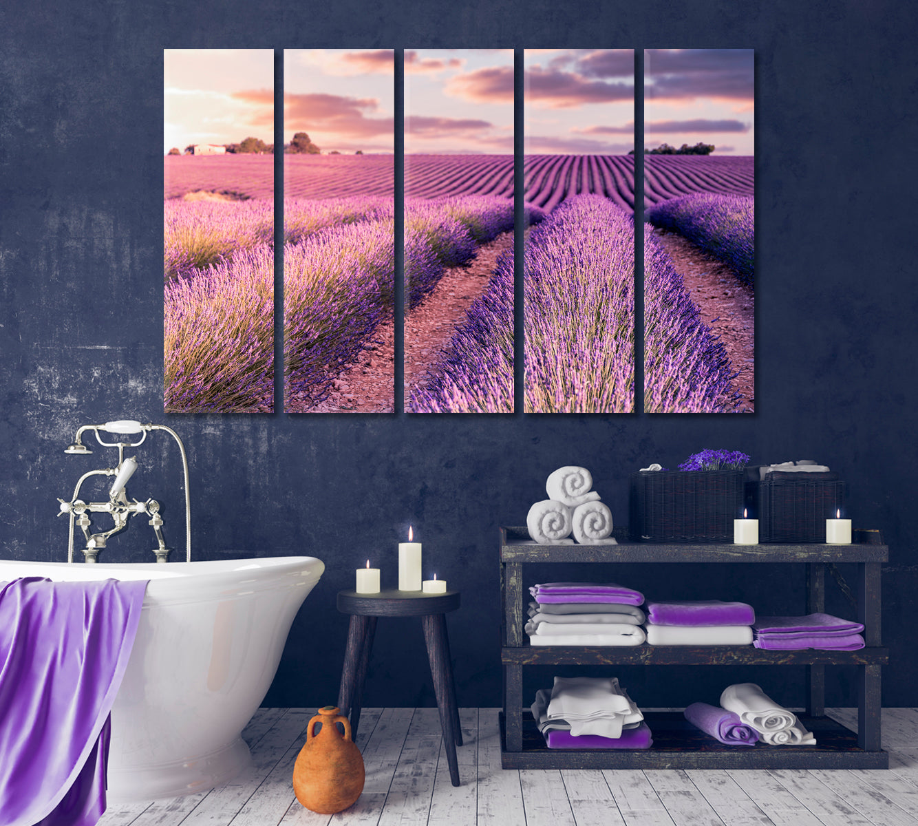 Provence Lavender Field at Sunrise France Canvas Print-Canvas Print-CetArt-1 Panel-24x16 inches-CetArt