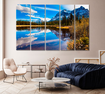 Rocky Mountains of Canada Reflected in Lake Canvas Print-Canvas Print-CetArt-1 Panel-24x16 inches-CetArt