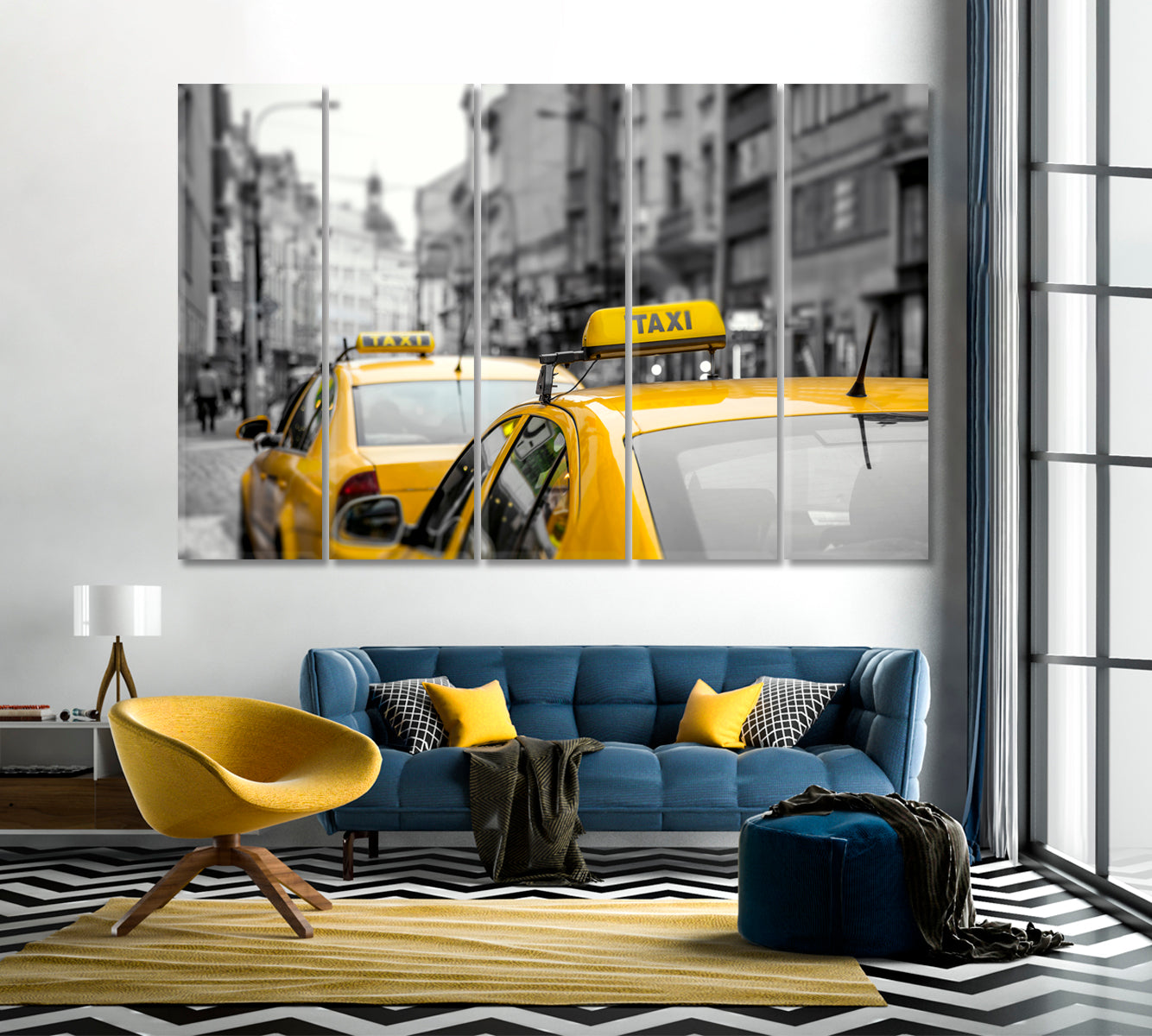 Yellow Taxis on New York Street Canvas Print-Canvas Print-CetArt-1 Panel-24x16 inches-CetArt