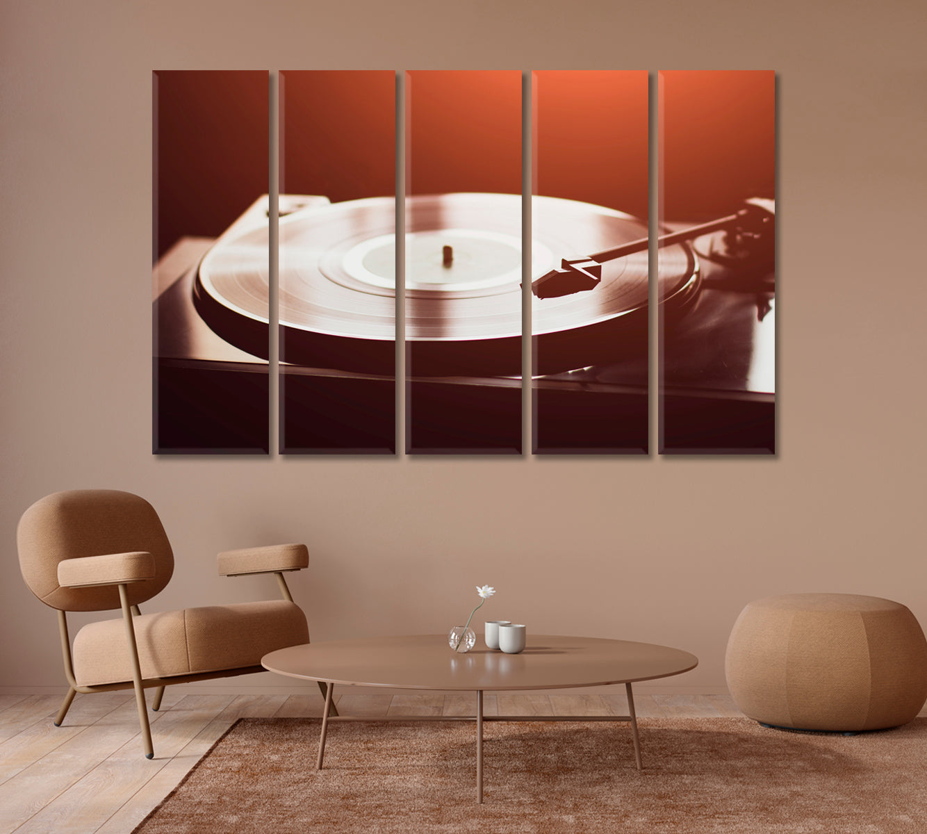 Vintage Record Player with Vinyl Disc Canvas Print-Canvas Print-CetArt-1 Panel-24x16 inches-CetArt