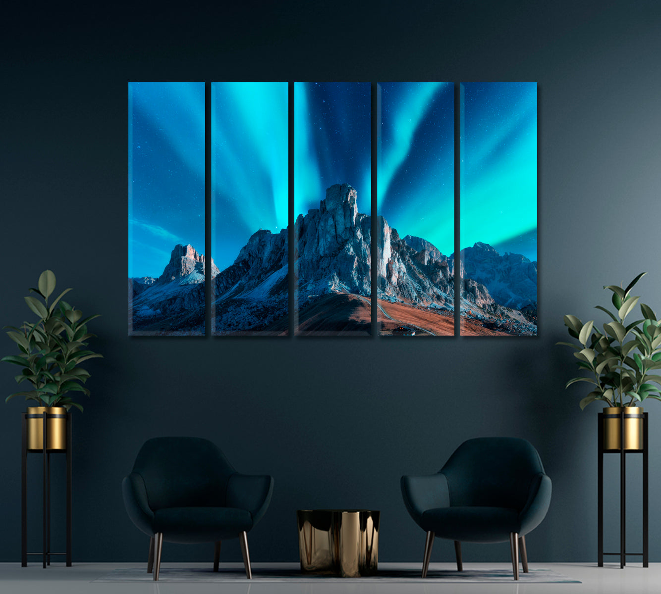 Beautiful Landscape with Northern Lights Aurora Borealis Canvas Print-Canvas Print-CetArt-1 Panel-24x16 inches-CetArt