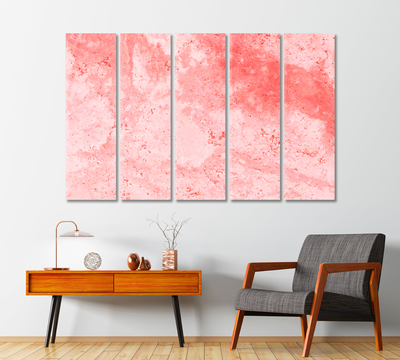 Delicate Pink Marble Abstraction Canvas Print-Canvas Print-CetArt-5 Panels-36x24 inches-CetArt