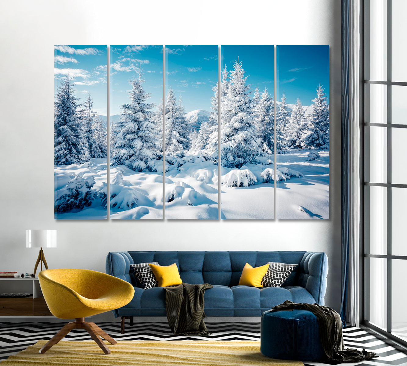 Snowy Spruce Forest in the Mountains Canvas Print-Canvas Print-CetArt-1 Panel-24x16 inches-CetArt