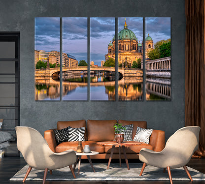 Berlin Cathedral and River Spree at Dusk Canvas Print-Canvas Print-CetArt-1 Panel-24x16 inches-CetArt