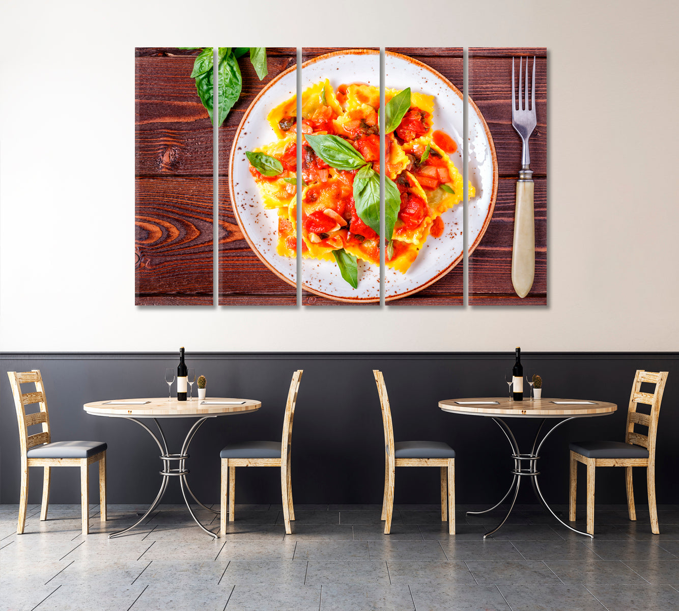 Ravioli with Tomato Sauce and Basil Canvas Print-Canvas Print-CetArt-1 Panel-24x16 inches-CetArt