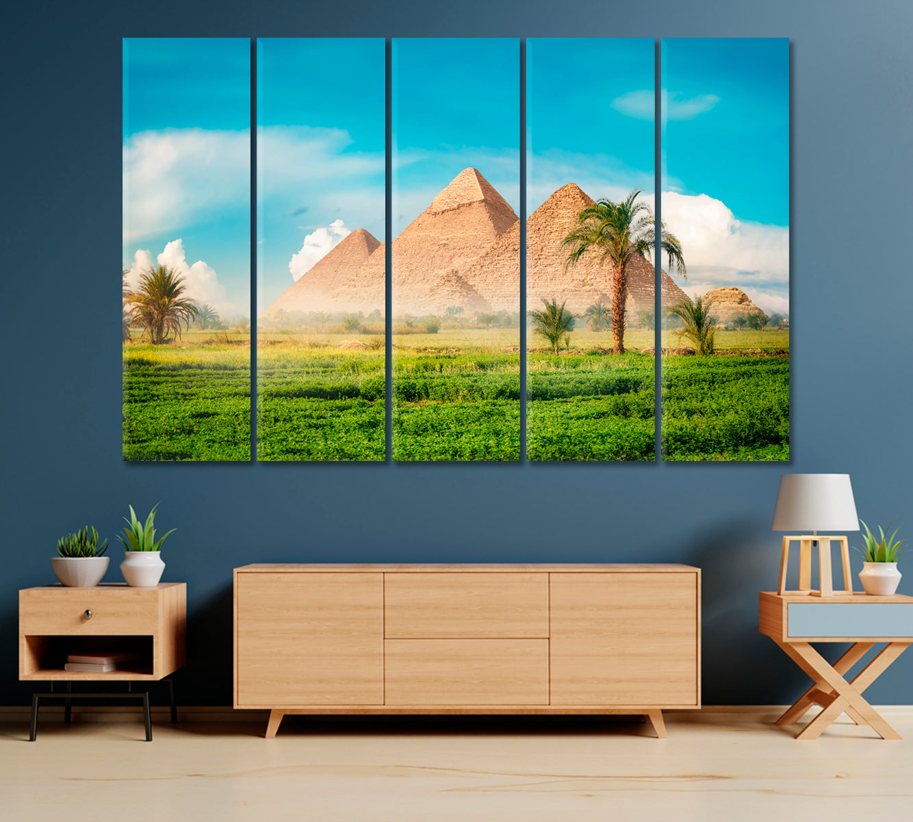 Egyptian Pyramids at Foggy Morning Canvas Print-Canvas Print-CetArt-1 Panel-24x16 inches-CetArt