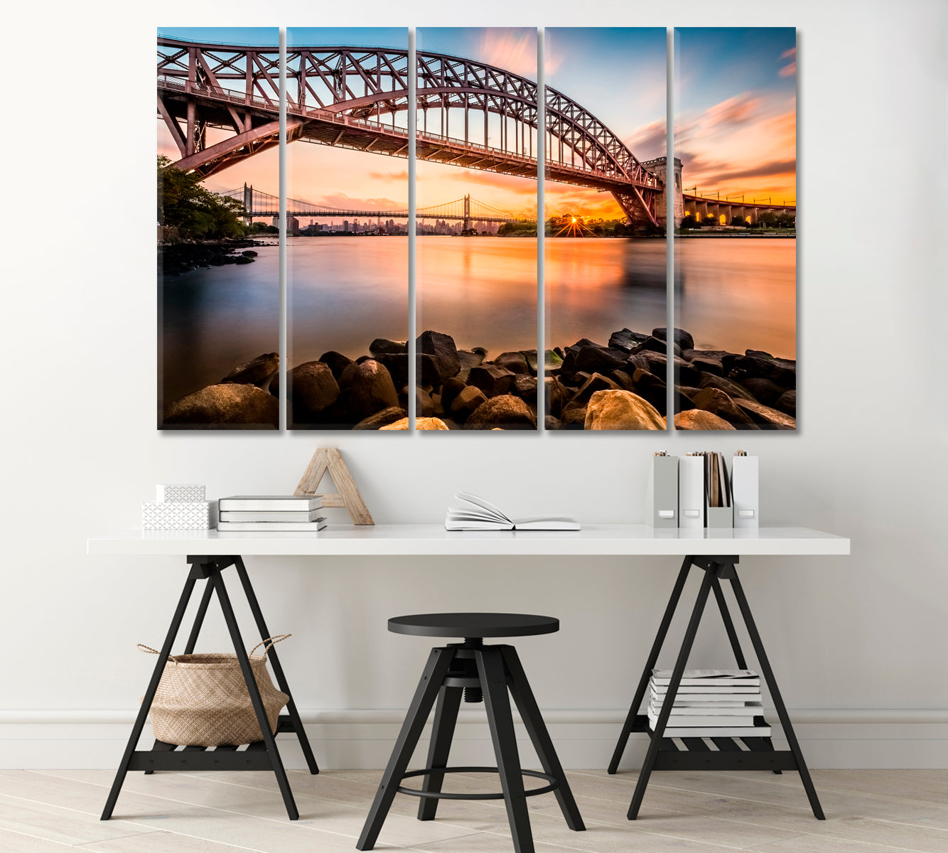 Triborough Bridge at Sunset New York Canvas Print-Canvas Print-CetArt-1 Panel-24x16 inches-CetArt