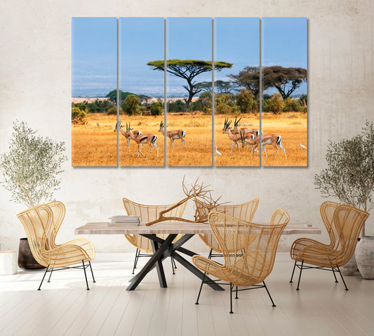 African Landscape with Gazelles Kenya Canvas Print-Canvas Print-CetArt-1 Panel-24x16 inches-CetArt