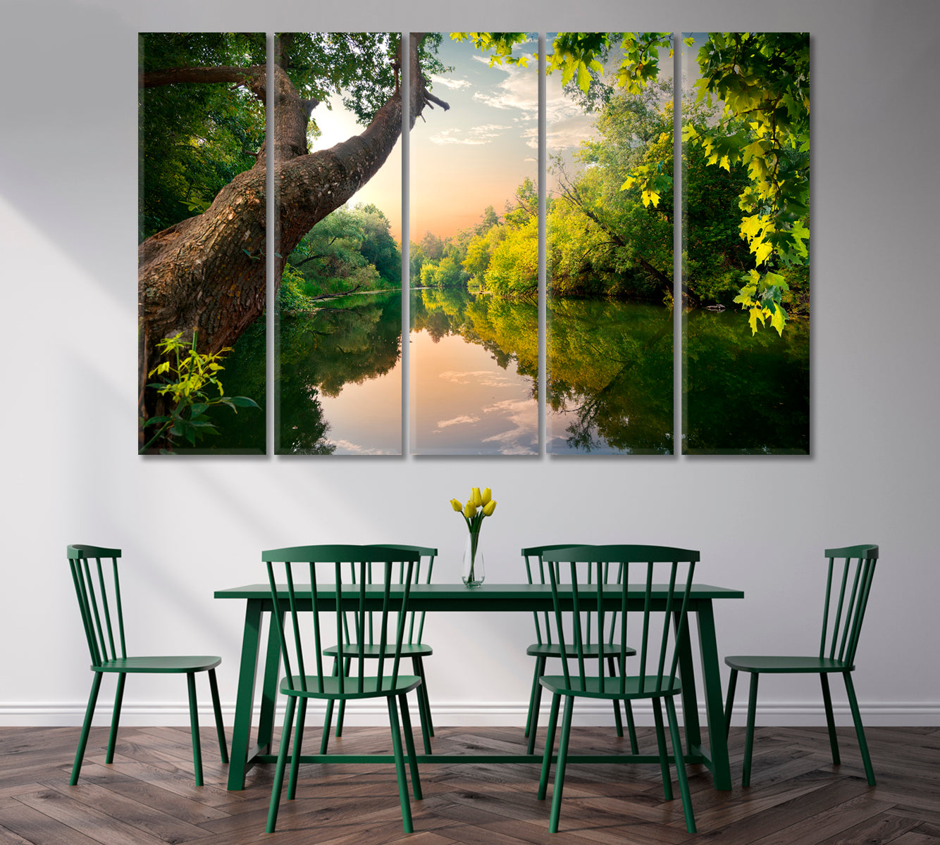 Pond at Sunset Spring Landscape Canvas Print-Canvas Print-CetArt-1 Panel-24x16 inches-CetArt