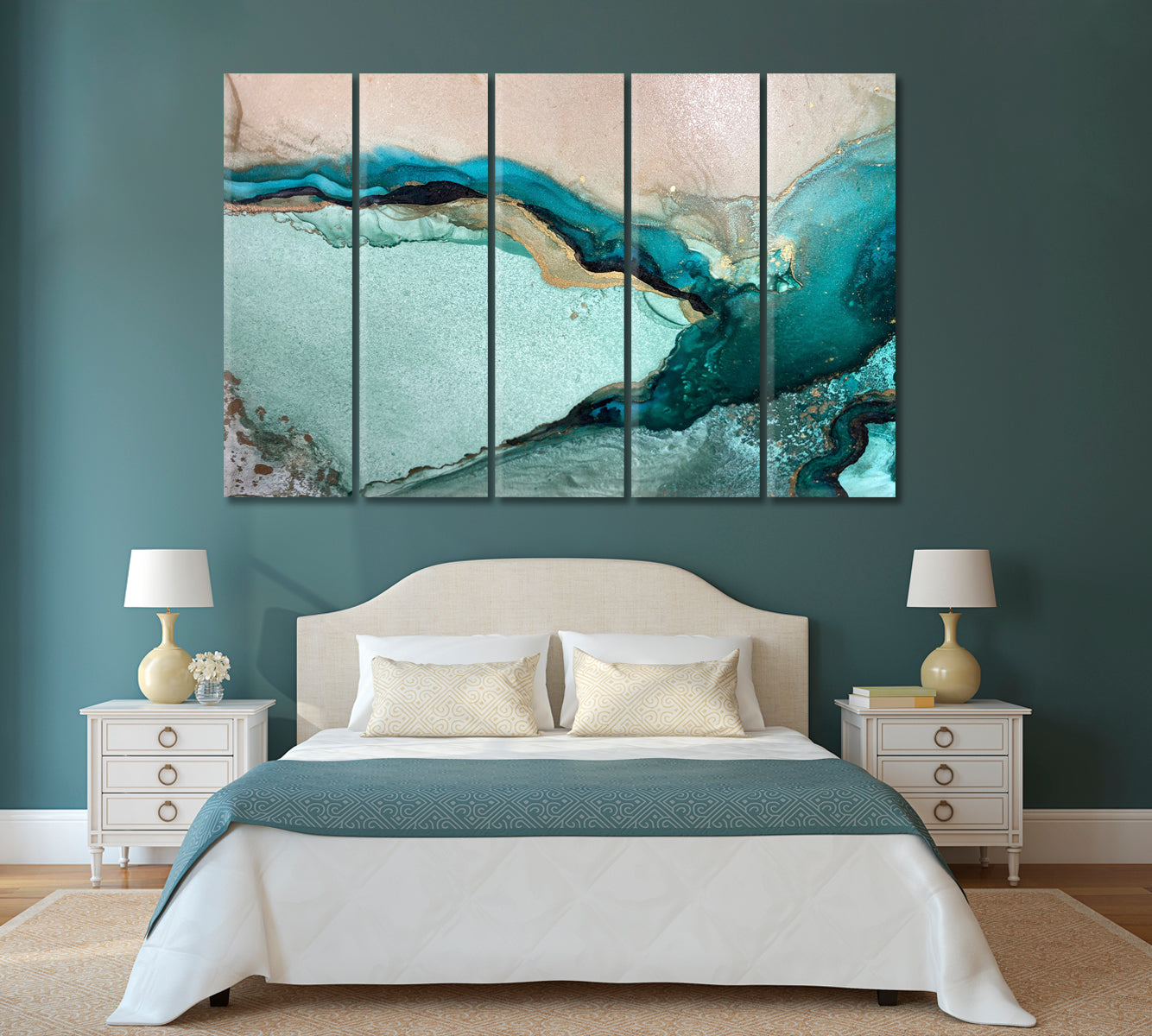 Abstract Trendy Fluid Green Marble Waves Canvas Print-Canvas Print-CetArt-1 Panel-24x16 inches-CetArt