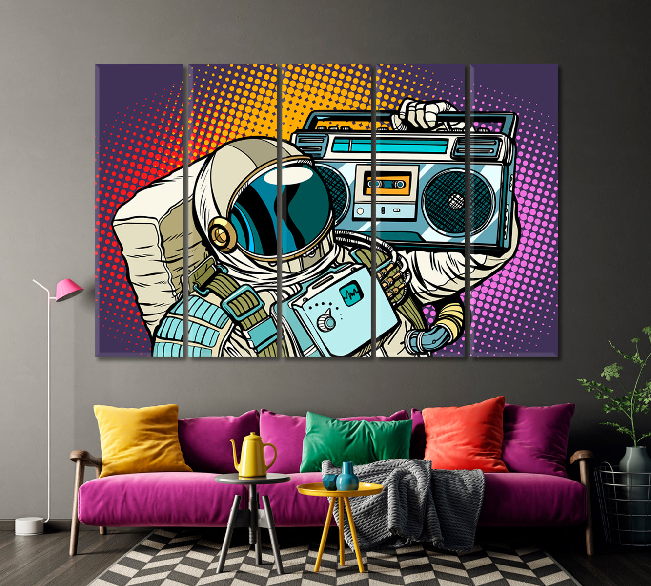 Astronaut with Retro Boombox Canvas Print-Canvas Print-CetArt-1 Panel-24x16 inches-CetArt
