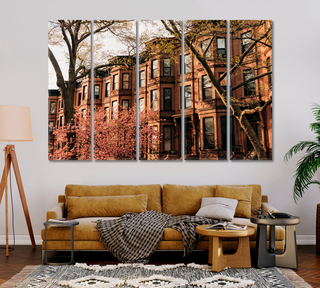 Brownstones in Park Slope Brooklyn New York City Canvas Print-Canvas Print-CetArt-1 Panel-24x16 inches-CetArt