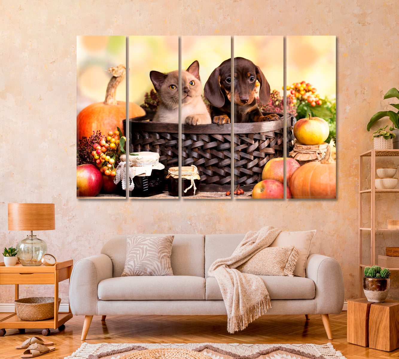 Puppy and Kitten Canvas Print-Canvas Print-CetArt-1 Panel-24x16 inches-CetArt