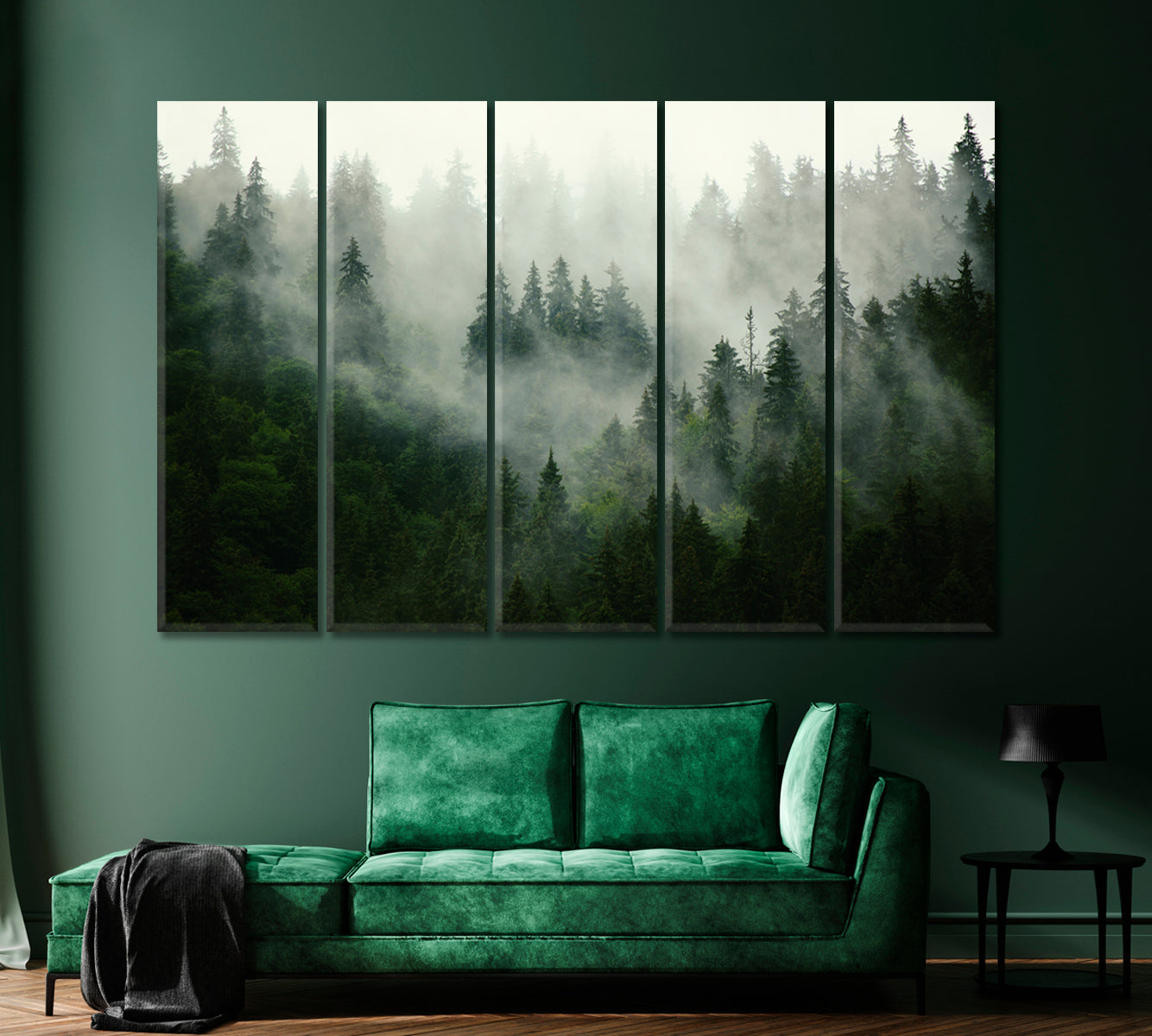 Misty Landscape with Fir Forest Canvas Print-Canvas Print-CetArt-1 Panel-24x16 inches-CetArt