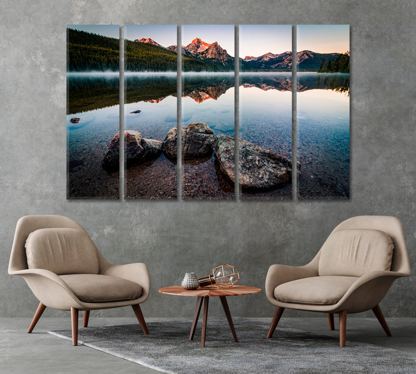 Stanley Lake and McGown Peak Idaho Sawtooth Range Canvas Print-Canvas Print-CetArt-1 Panel-24x16 inches-CetArt