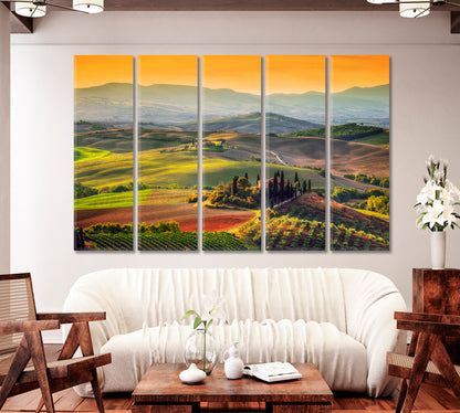 Tuscany Landscape at Sunrise Italy Canvas Print-Canvas Print-CetArt-1 Panel-24x16 inches-CetArt